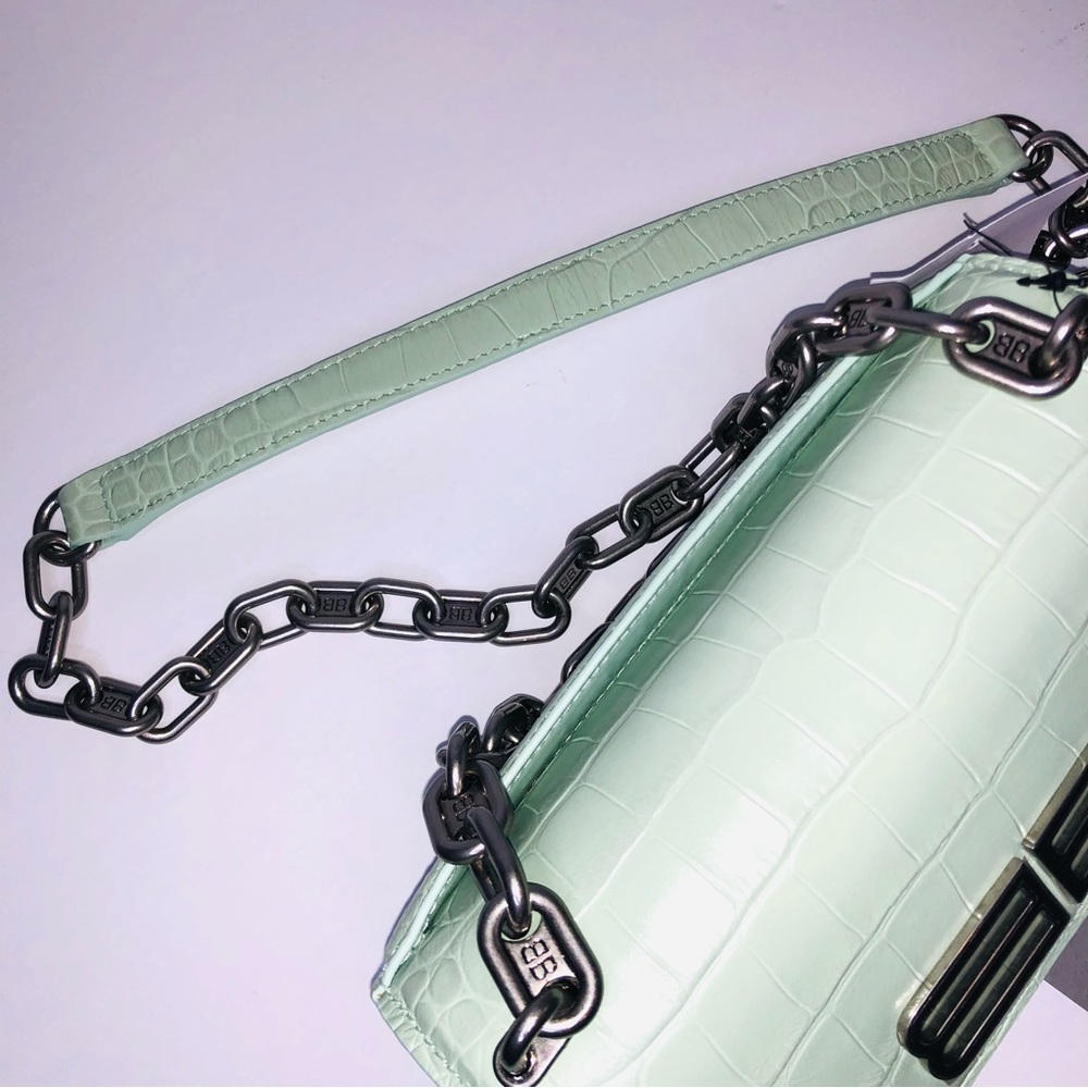 BALENCIAGA CALFSKIN CROCODILE EMBOSSED GOSSIP XS CHAIN BAG - Picture 12 of 15